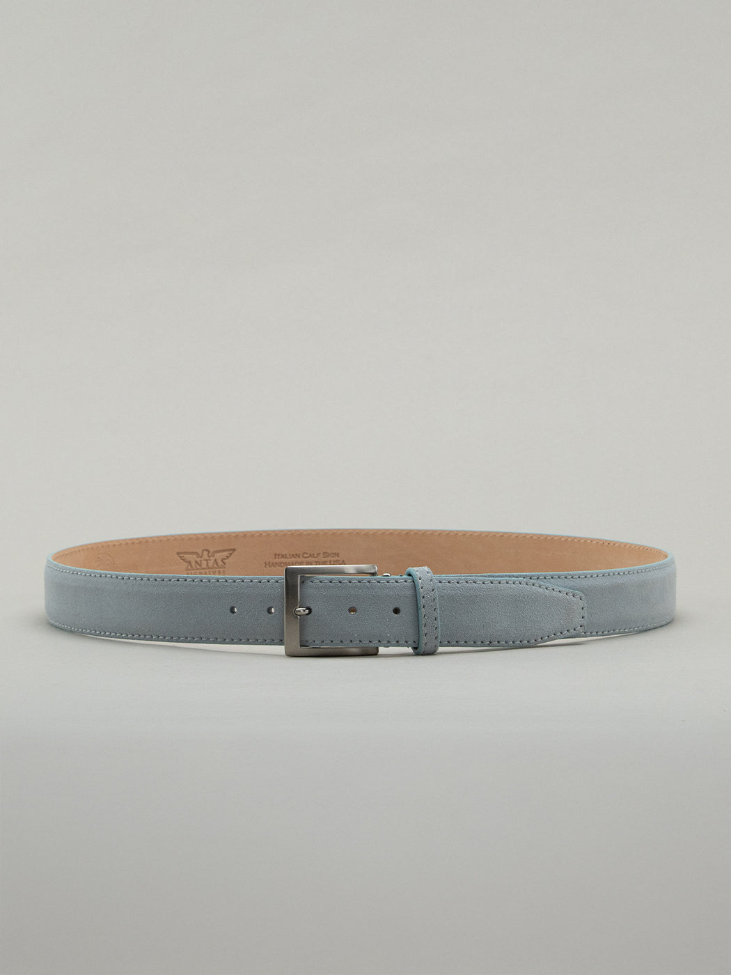Italian Classic Suede Belt - Soft Blue